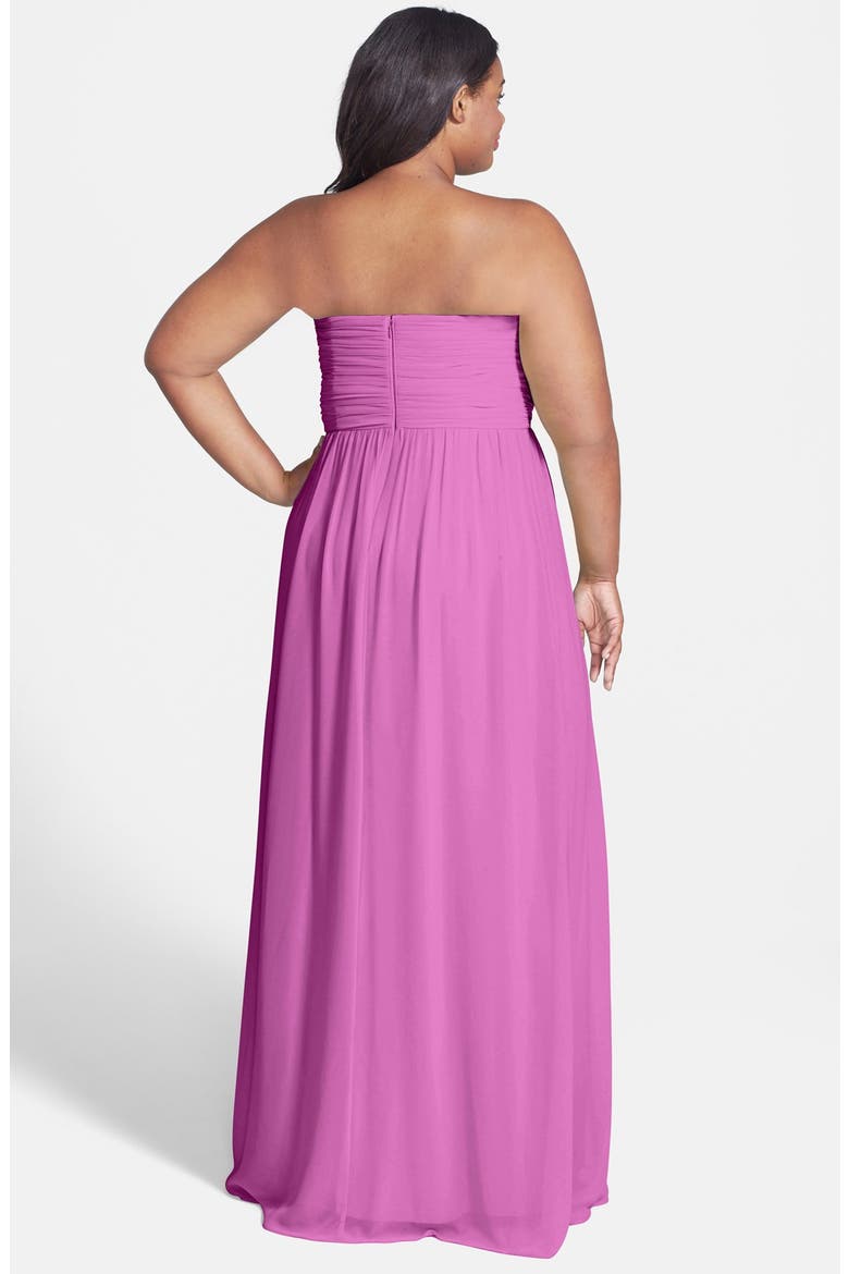 'Stephanie' Strapless Ruched Chiffon Gown, Alternate, color, RADIANT ORCHID