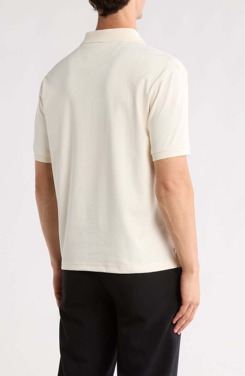 DENIM AND FLOWER Quarter Zip Cotton Blend Polo, Alternate, color, Off White