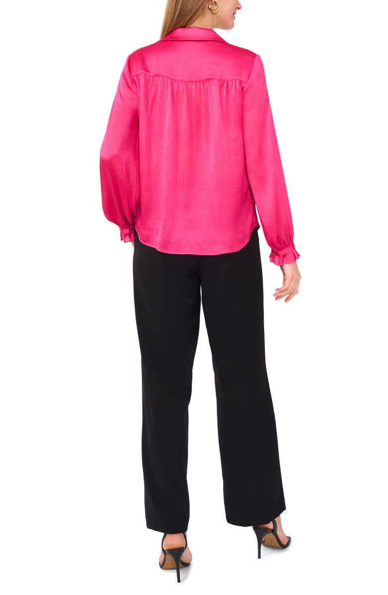 Vince Camuto Plissé Button-Up Shirt, Alternate, color, Beetroot Pink
