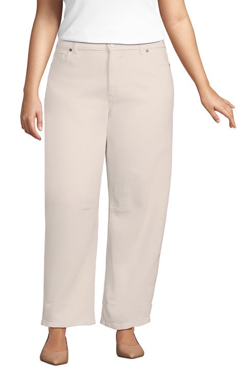 Plus Size Soft Denim Mid Rise Relaxed Barrel Ankle Jeans