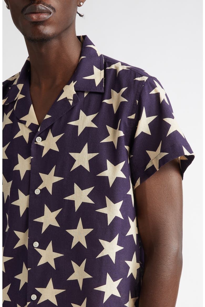 Starry Short Sleeve Button-Up Shirt, Alternate, color, NAVY