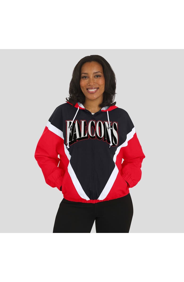 WEAR by Erin Andrews Women's WEAR by Erin Andrews Red/Black Atlanta Falcons Retro Crinkle Full-Zip Hoodie Windbreaker, Alternate, color, 