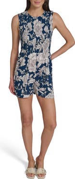 Calvin Klein Floral Smocked Sleeveless Romper