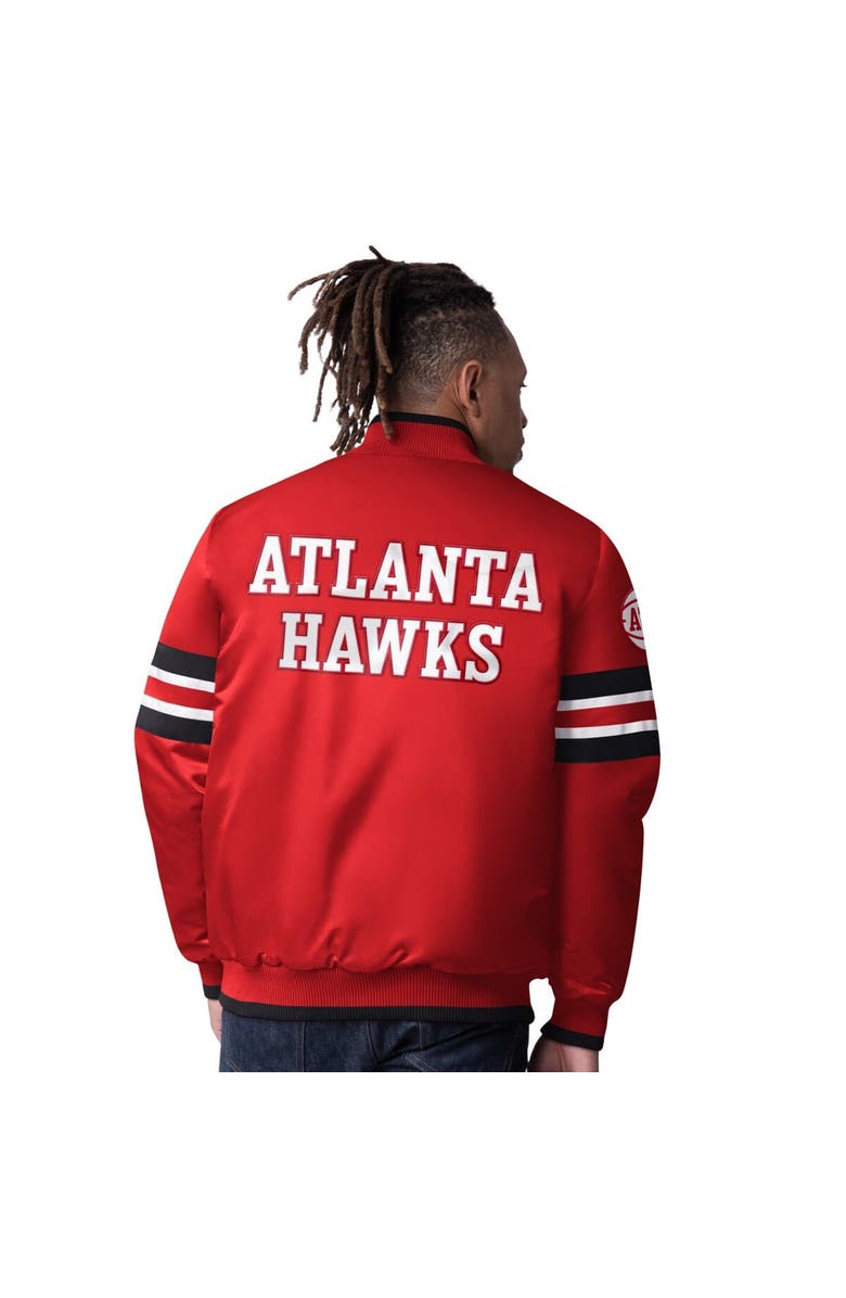 STARTER Men's Starter Red Atlanta Hawks Scout Varsity Satin Full-Snap Jacket, Alternate, color, Red