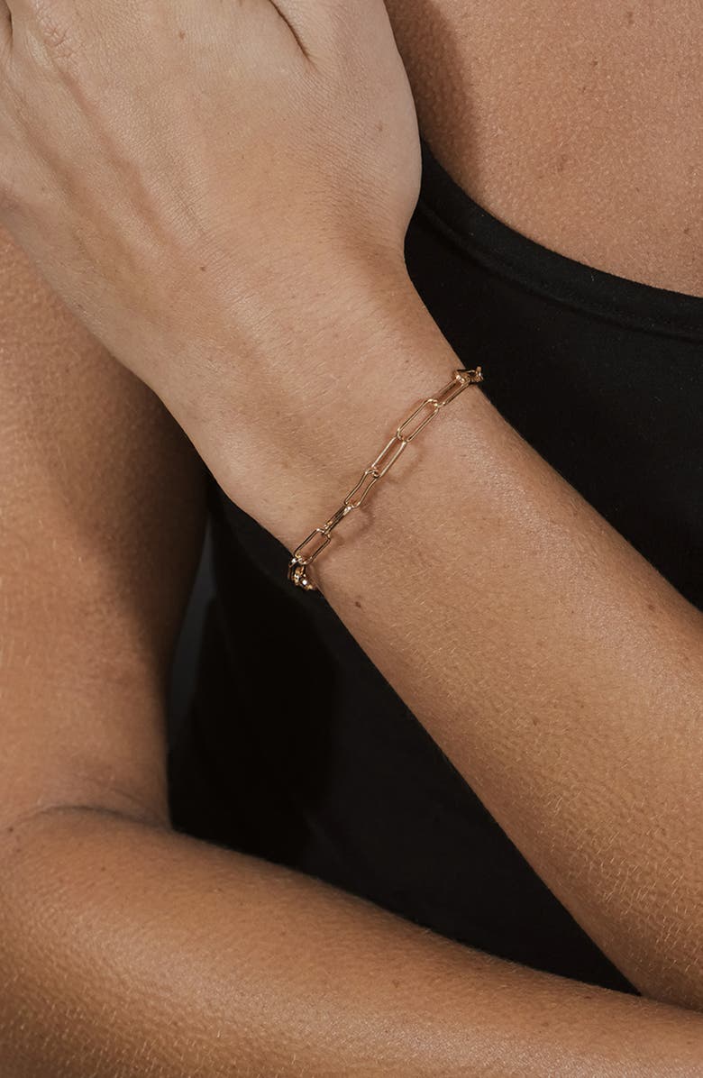 Sterling Forever Sylvie Chain Bracelet, Alternate, color, Gold