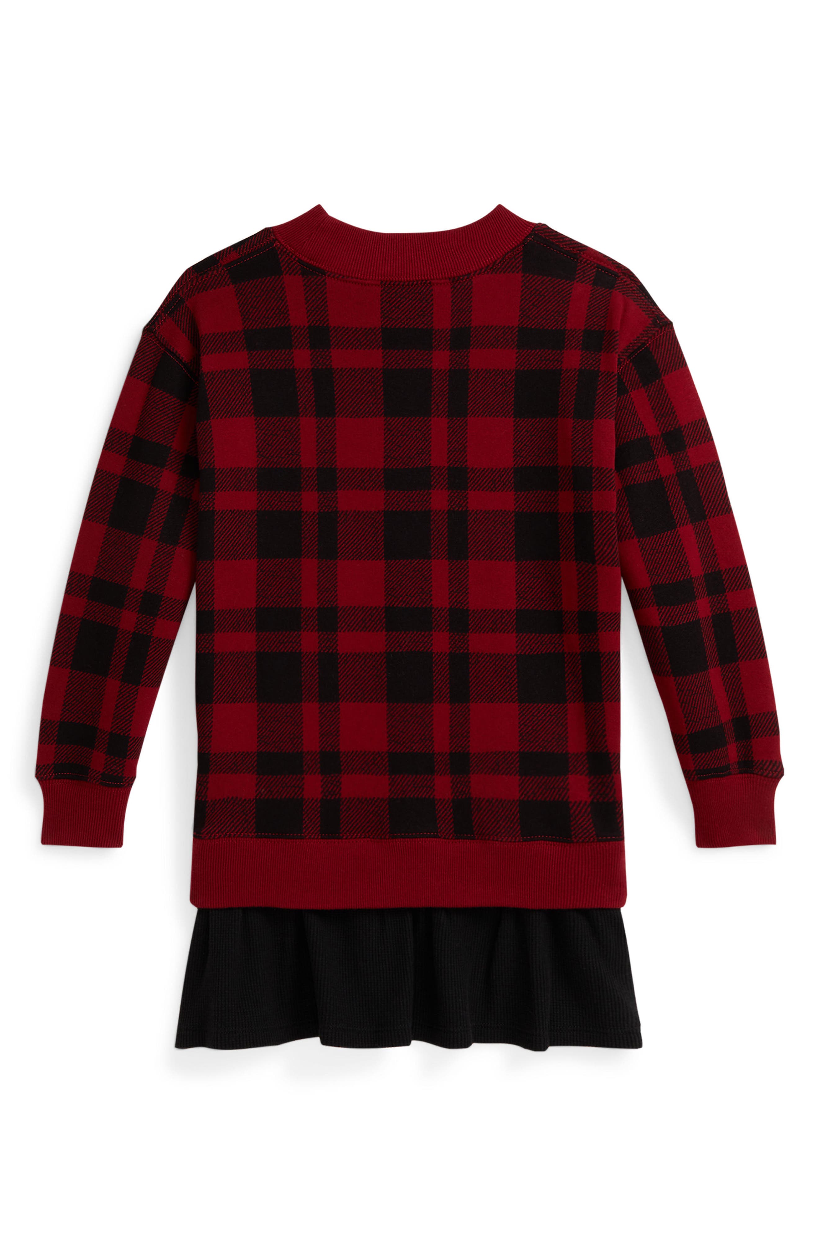 Polo Ralph Lauren Kids' Buffalo Check Long Sleeve Fleece Dress ...