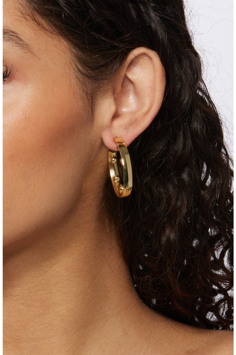 Ball Hoop Earrings, Alternate, color, GOLD