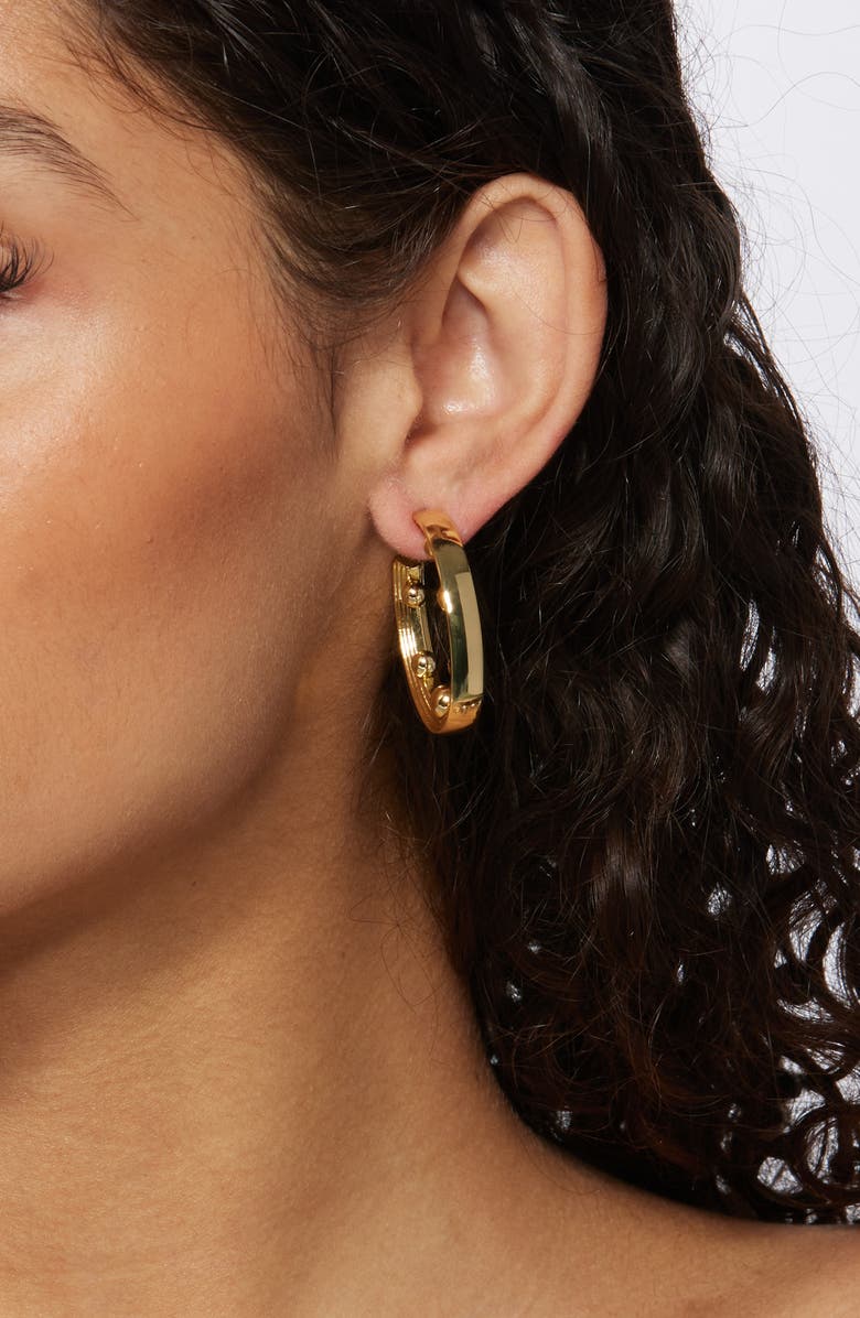 Kenneth Jay Lane Ball Hoop Earrings, Alternate, color, Gold