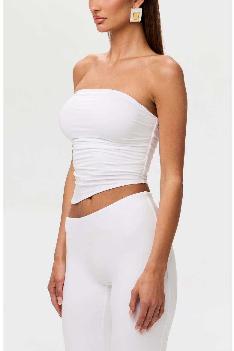Strapless Asymmetric Hem Tube Top, Alternate, color, WHITE