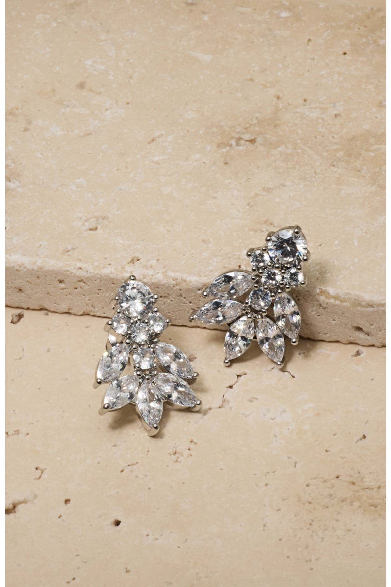 Carla Crystal Stud Earrings, Alternate, color, Silver