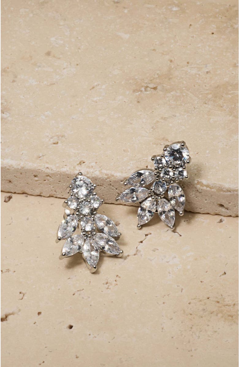 Untamed Petals Carla Crystal Stud Earrings, Alternate, color, Silver