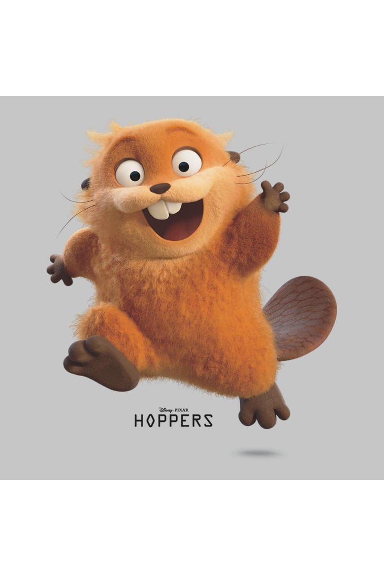 Junior's Hoppers Happy Mabel Jump  Graphic T-Shirt, Alternate, color, Athletic Heather