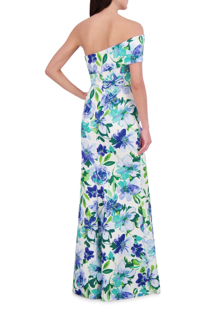 Eliza J Floral One Shoulder Trumpet Gown, Alternate, color, 
