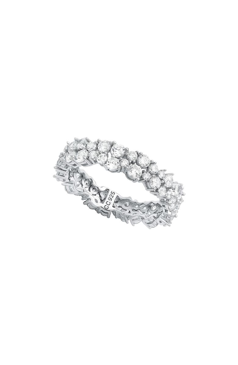 Crislu Cubic Zirconia Cluster Eternity Ring, Main, color,