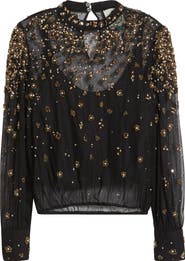 FARM Rio Embroidered Tulle Bubble Top