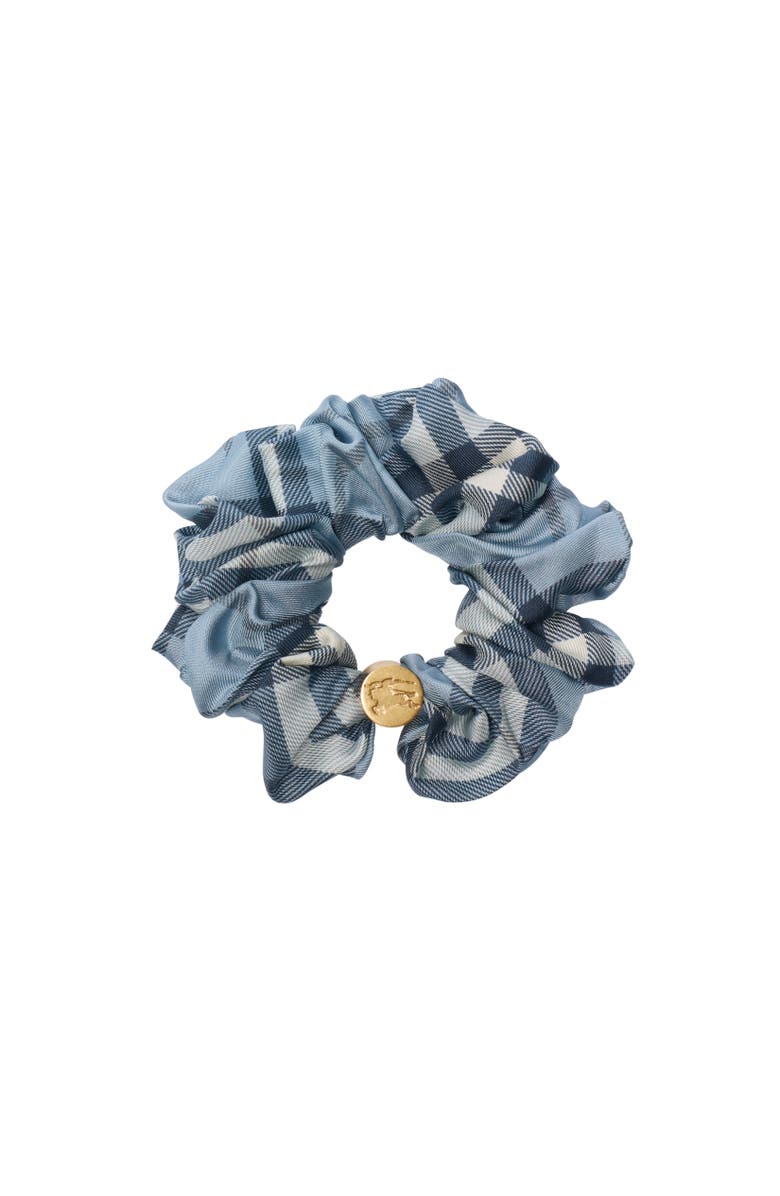 Burberry Check Silk Scrunchie, Alternate, color, Bank Blue