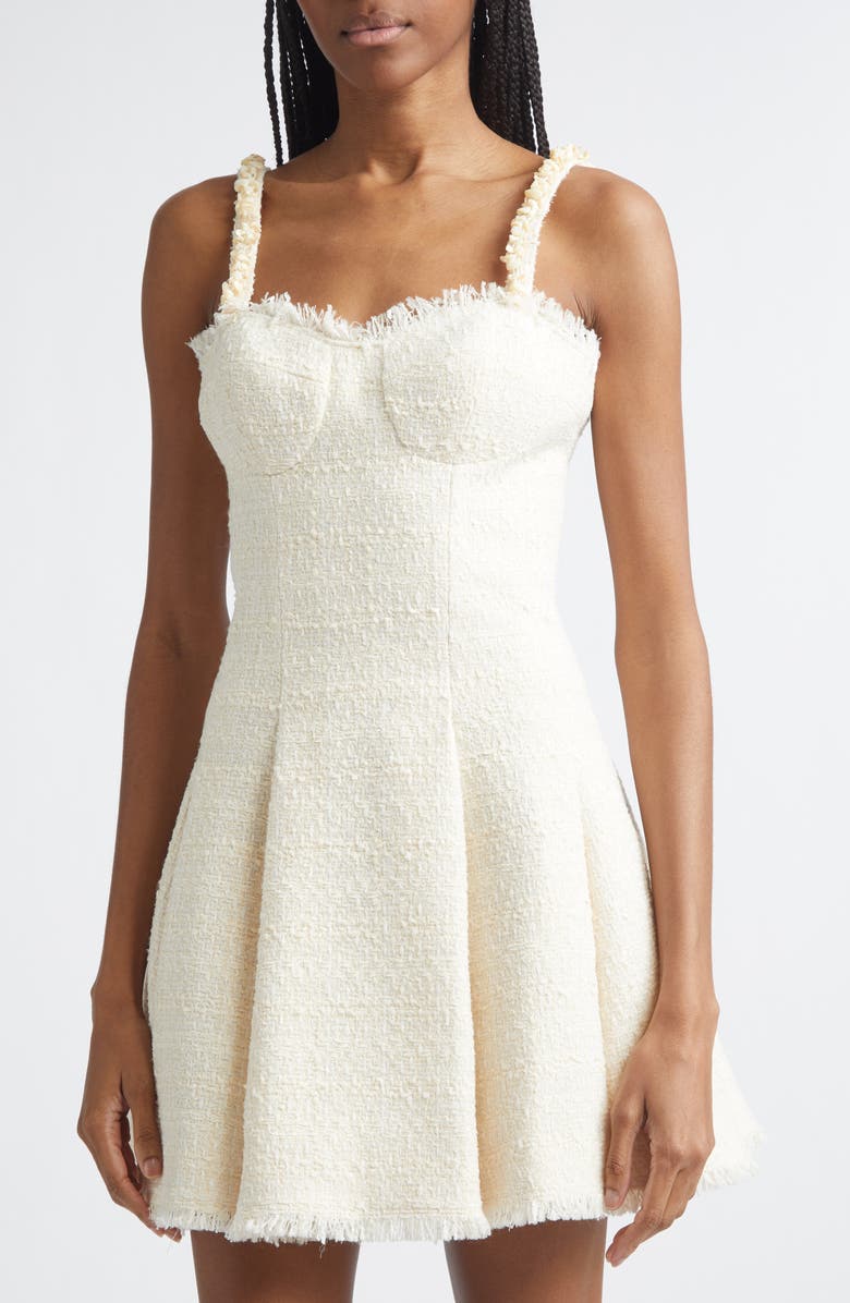 Balmain Tweed Shell Skater Minidress, Alternate, color, White