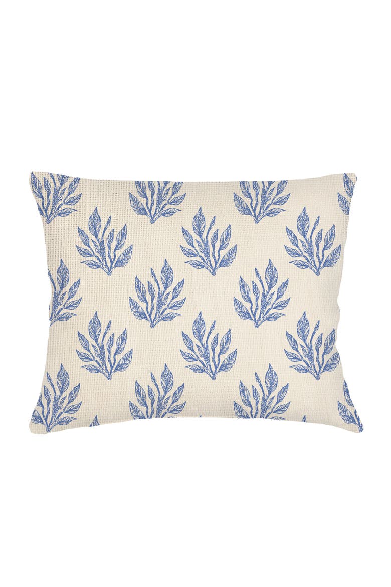 Sea Floral Linen Dutch Euro Pillow 28x36 with Down Insert, Main, color, Blue