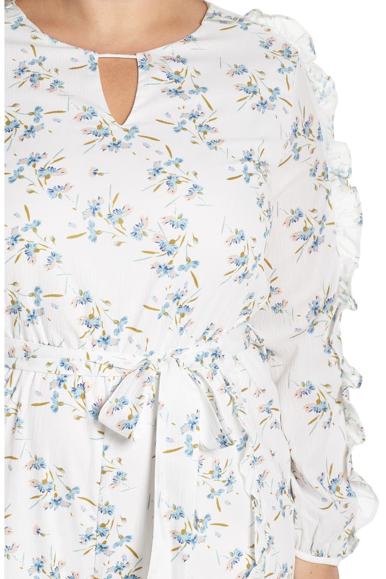 Floral Ruffle Romper, Alternate, color, WHITE BLUE SMALL FLOWER