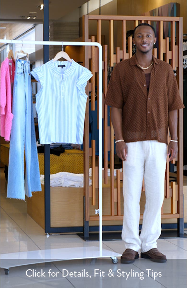 Stripe Flutter Sleeve Seersucker Top, sales video thumbnail