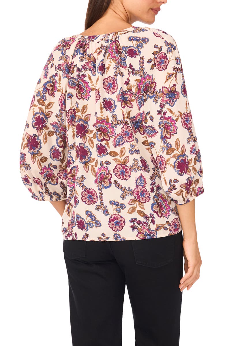 Vince Camuto V-Neck Puff Sleeve Blouse, Alternate, color, Amaranth
