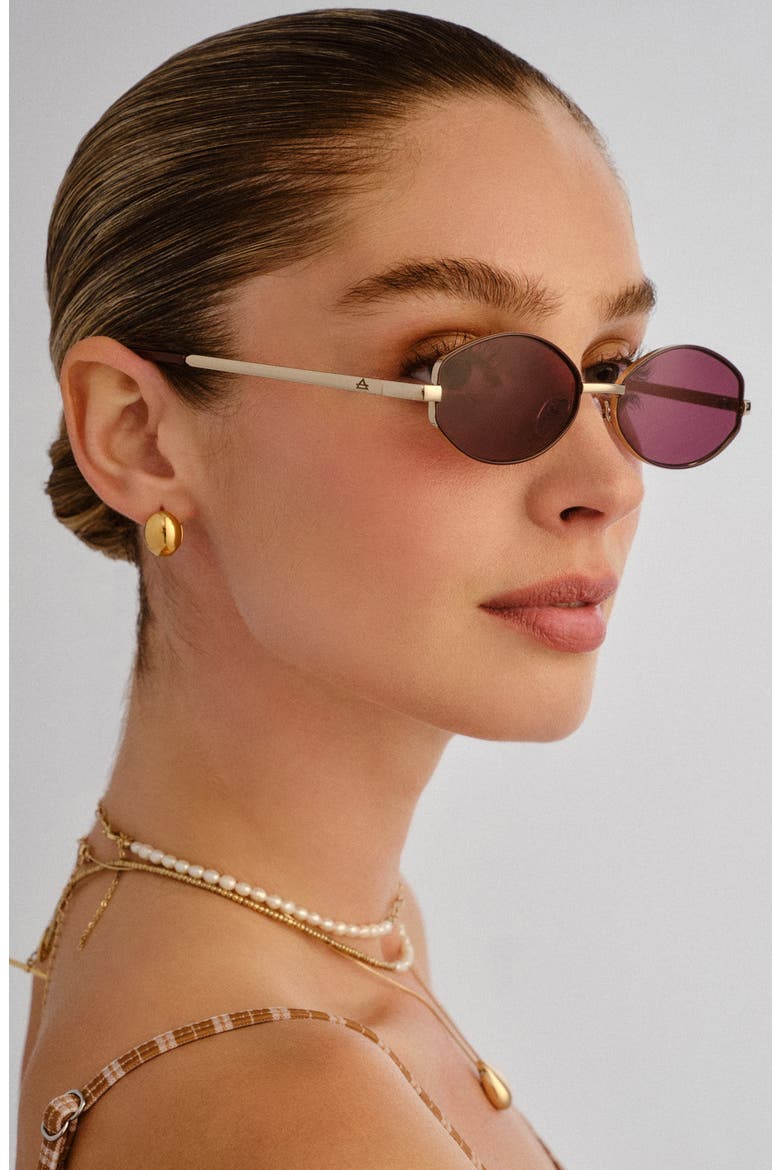 Objective 53mm Oval Sunglasses, Alternate, color, GOLD / BURGUNDY MONO