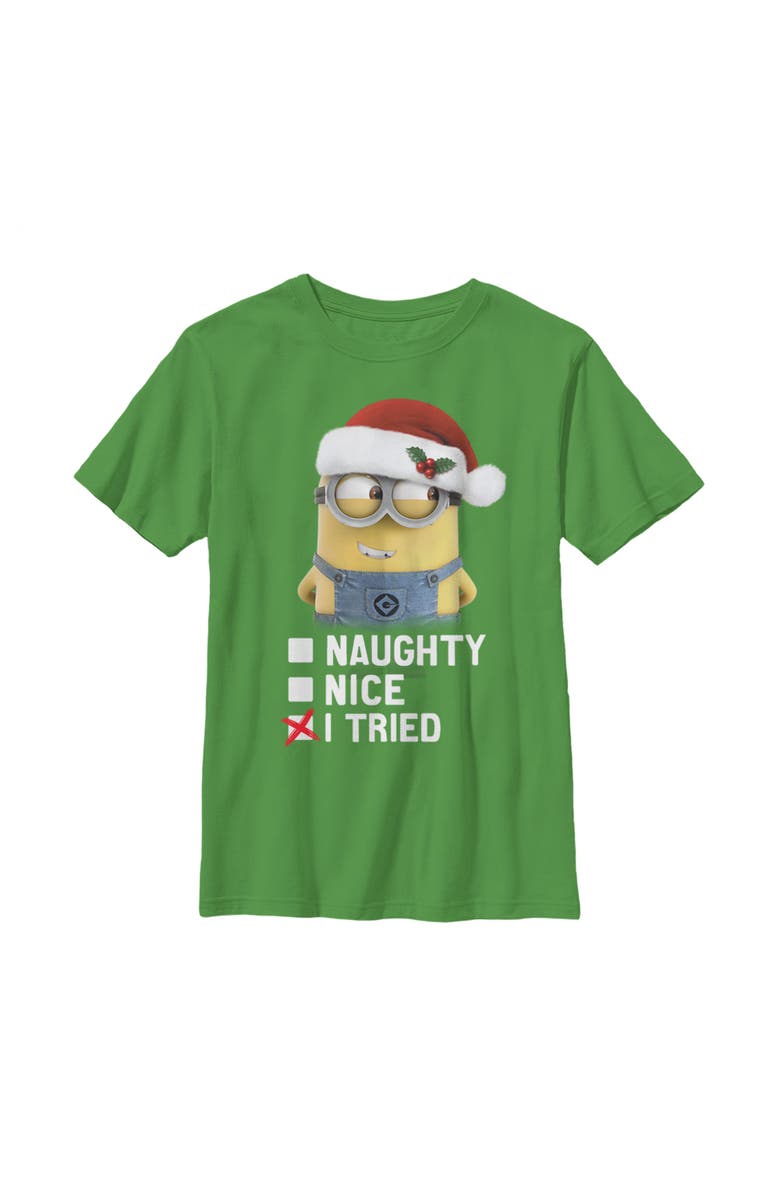Despicable Me Boy's Despicable Me Christmas Minion I Tried Graphic T-Shirt, Main, color, Kelly Green