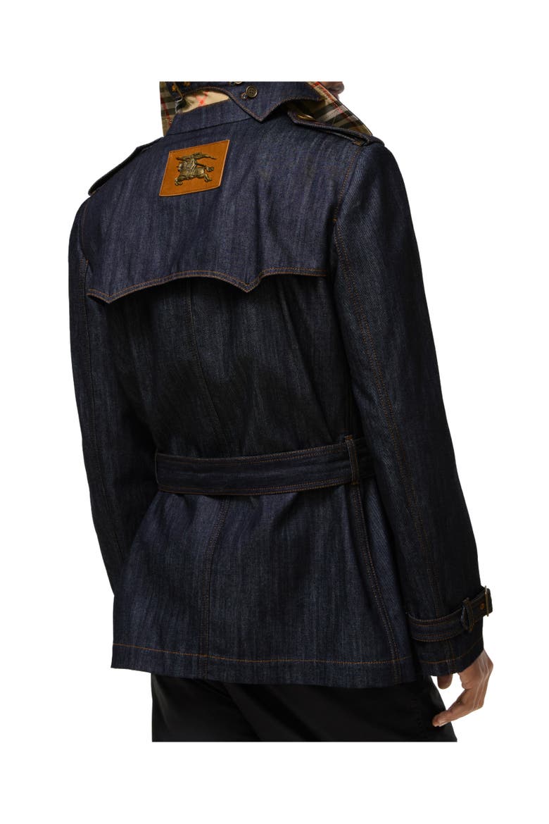 Short Denim Trench Coat, Alternate, color, Dark indigo