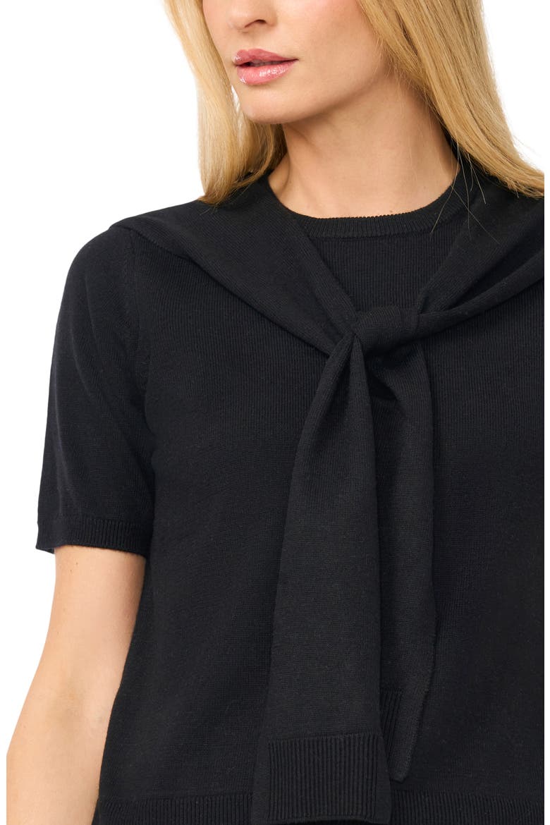 Shoulder Wrap Short Sleeve Sweater, Alternate, color, RICH BLACK