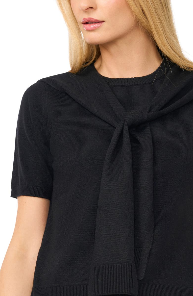 Halogen<sup>®</sup> Shoulder Wrap Short Sleeve Sweater, Alternate, color, Rich Black