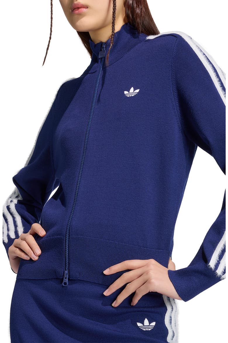 Striped Knit Track Jacket, Alternate, color, DARK BLUE/ WHITE