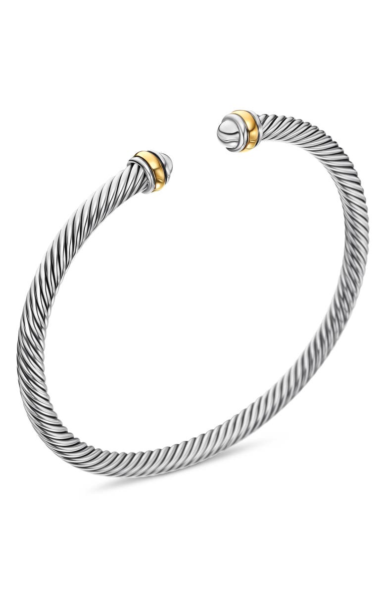 David Yurman Cable Classics Sterling Silver & 18K Yellow Gold Bracelet, 4mm, Alternate, color, Silver