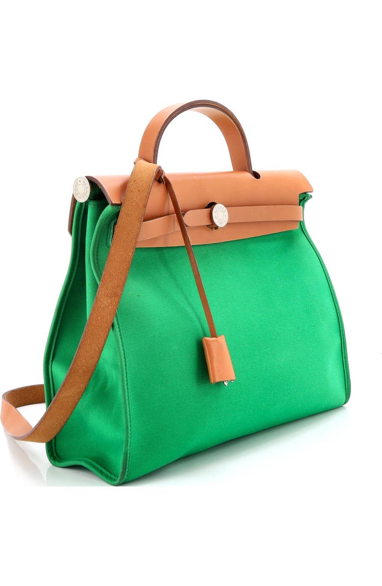 Pre-Owned Hermes Herbag Zip Berline Vache Canvas and Leather 31, Alternate, color, Green