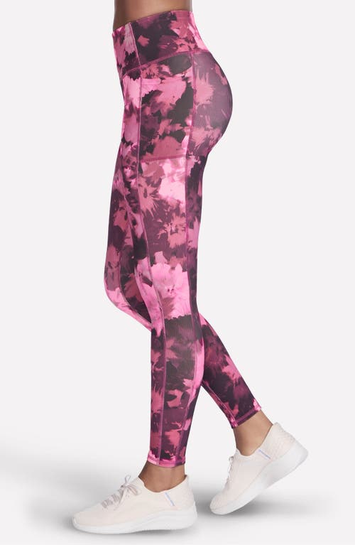 Skechers Go Flex Rib Inbloom Full Length High Waist Pocket Leggings In Pink