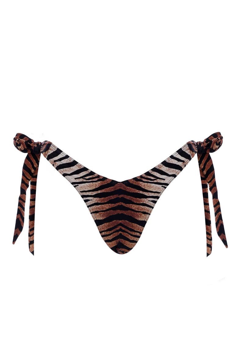 Ella V-Cut High Rise Bikini Bottom, Alternate, color, Brown/Beige/Black Tiger Print