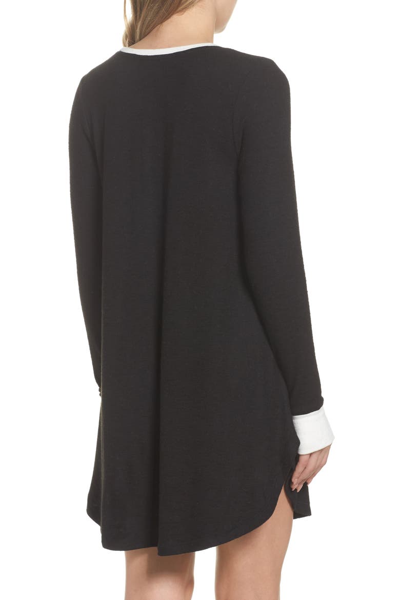 Sleep Shirt & Eye Mask, Alternate, color, BLACK MARLED
