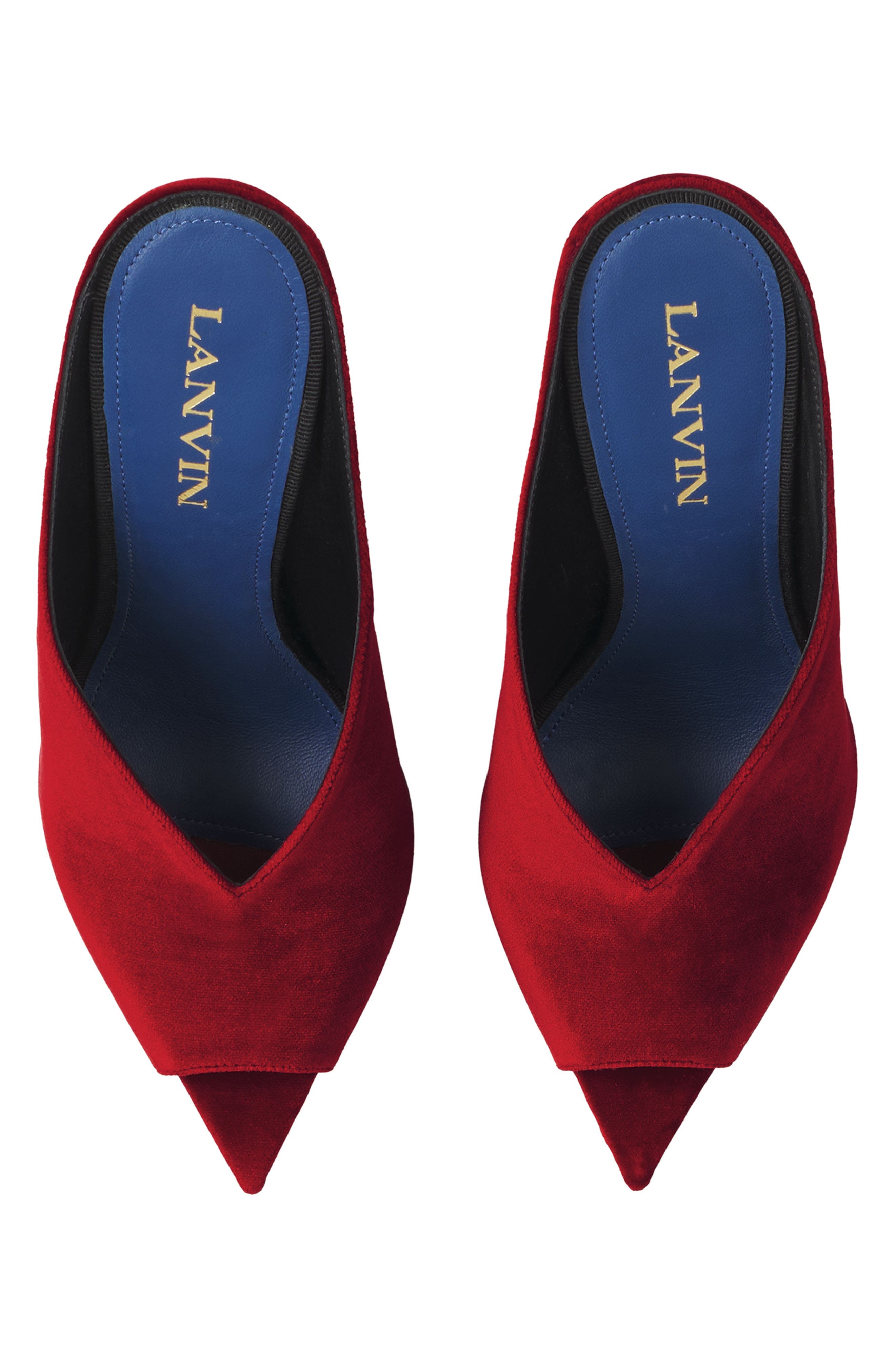 Lanvin Midnight Step Mule In Velvet, Alternate, color, Red