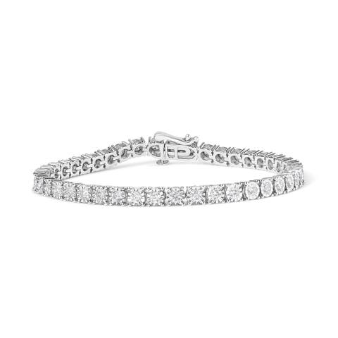 Silver 3.0 Cttw Diamond Illusion-Set Miracle Plate Tennis Bracelet