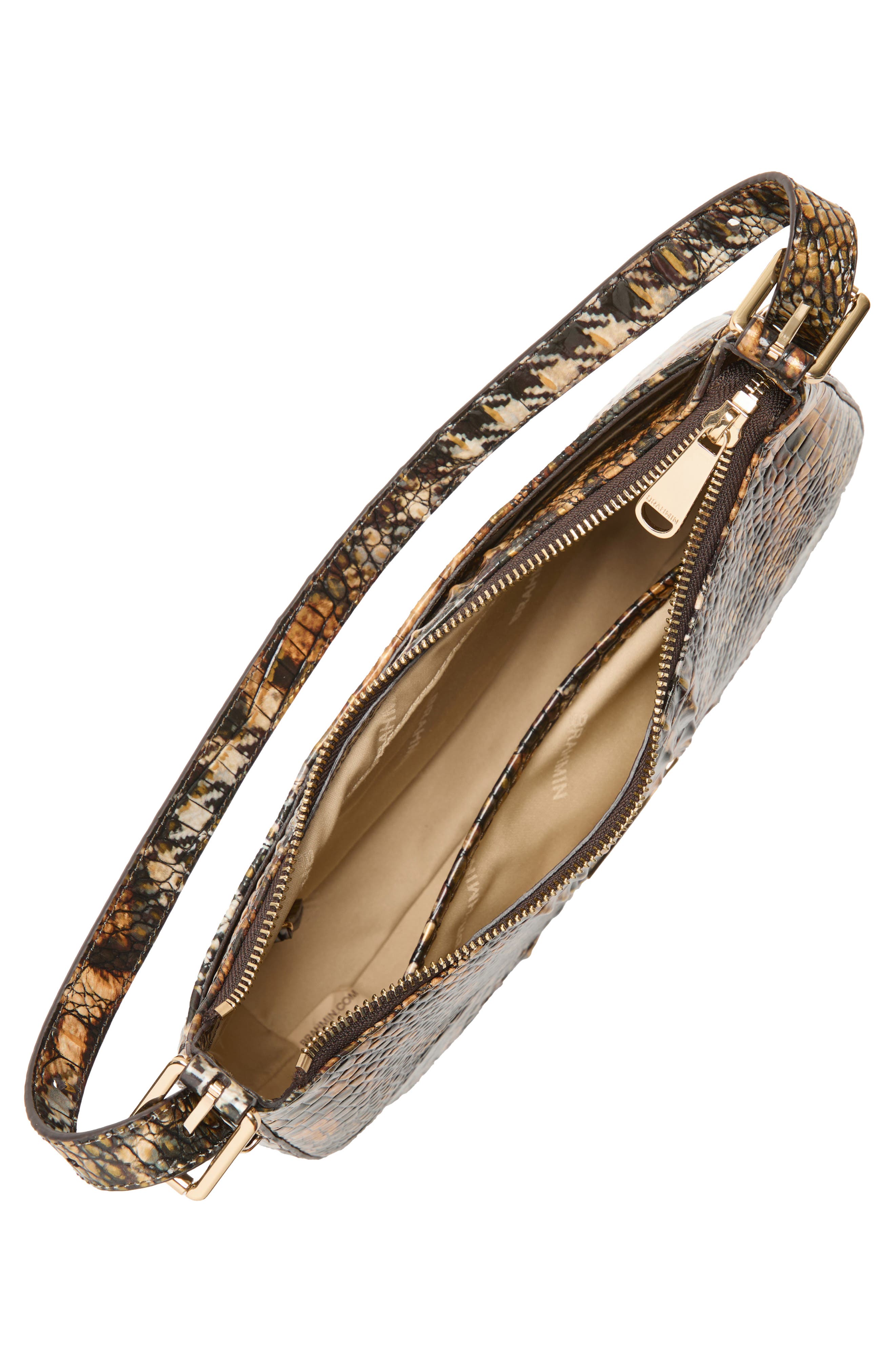 Brahmin Kyrie Croc Embossed Leather Shoulder Bag, Alternate, color, 