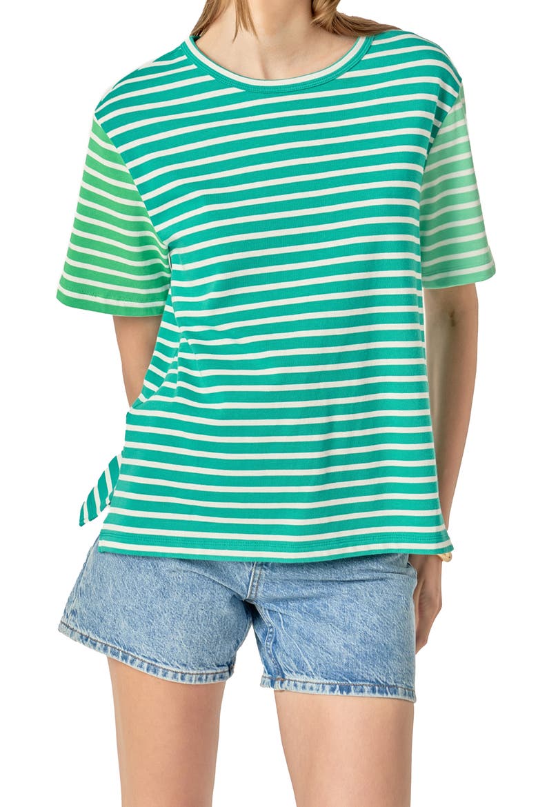 Colorblock Stripe Cotton T-Shirt, Alternate, color, GREEN