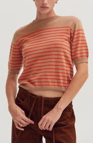 CRESCENT Stripe Short Sleeve Sweater Top