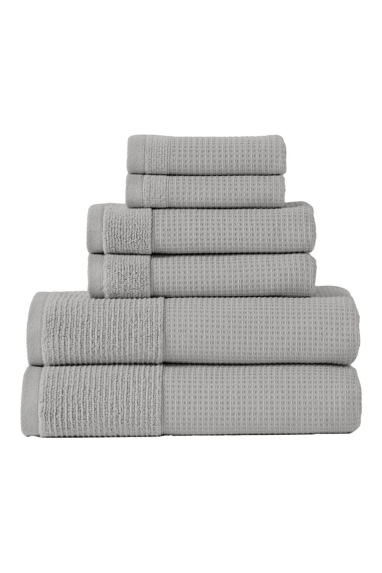 Waffle Rib 6-Piece Towel Set, Main, color, OYSTER