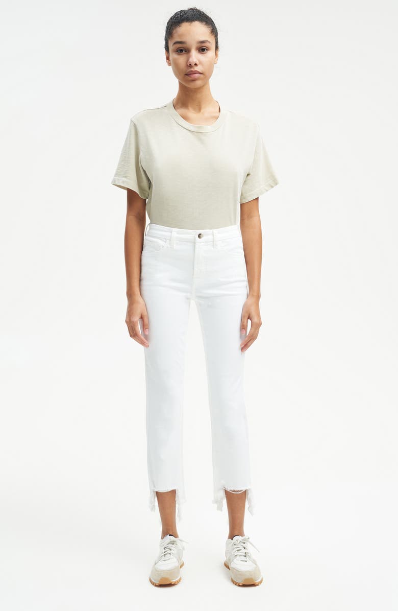JEN7 by 7 For All Mankind High Waist Chew Hem Crop Straight Leg Jeans, Alternate, color,