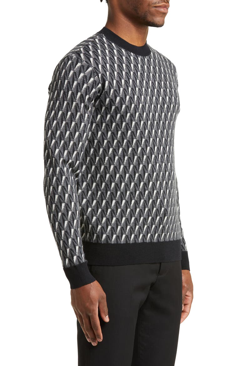 Geometric Virgin Wool Sweater, Alternate, color, GREY