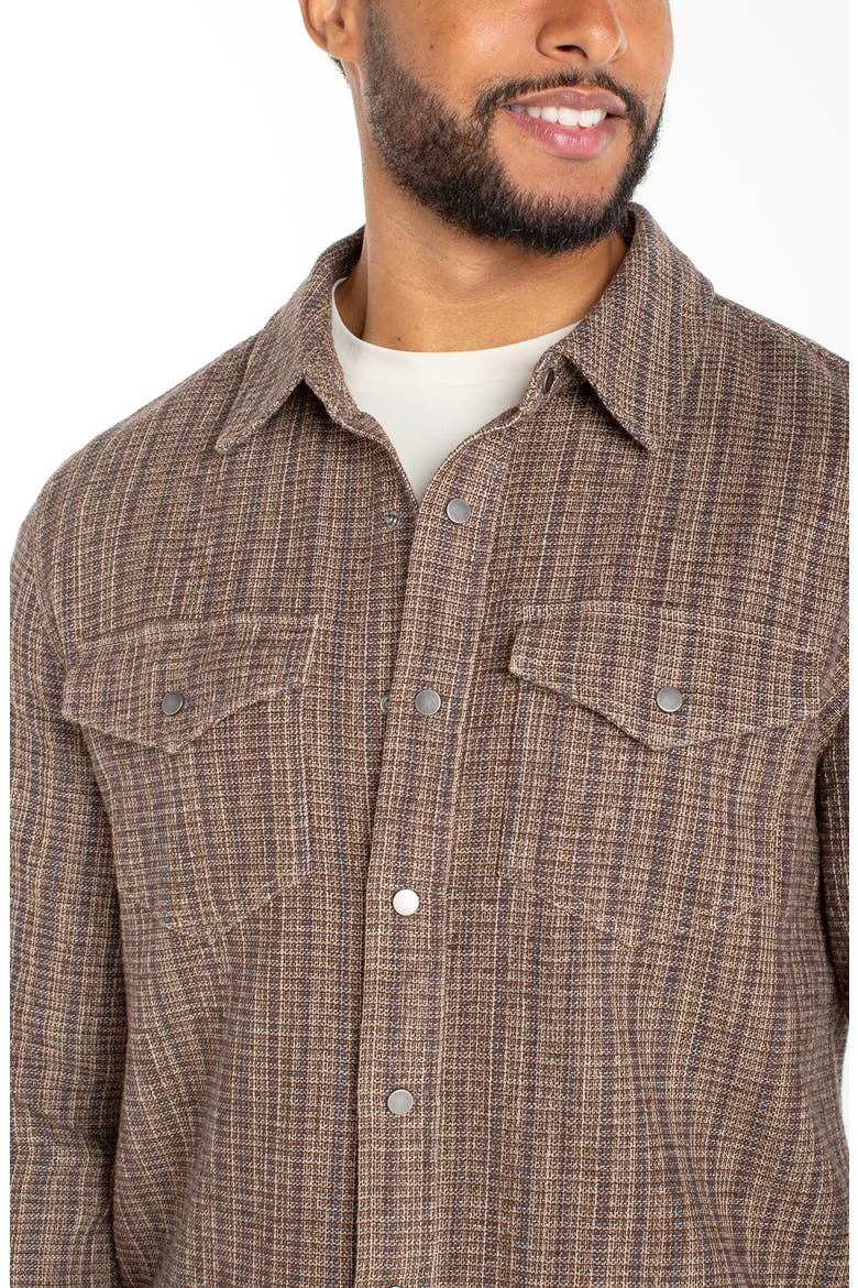 Stripe Cotton & Linen Overshirt, Alternate, color, PINE BARK