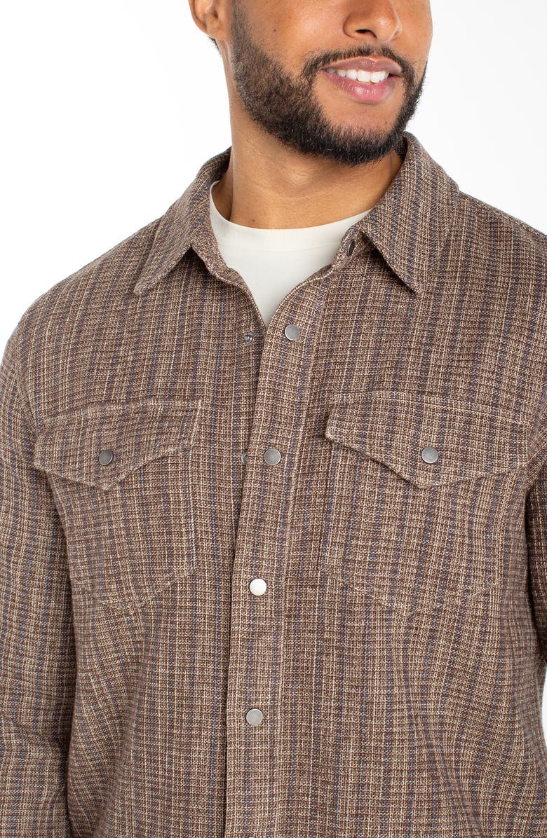 Liverpool Los Angeles Stripe Cotton & Linen Overshirt, Alternate, color, Pine Bark