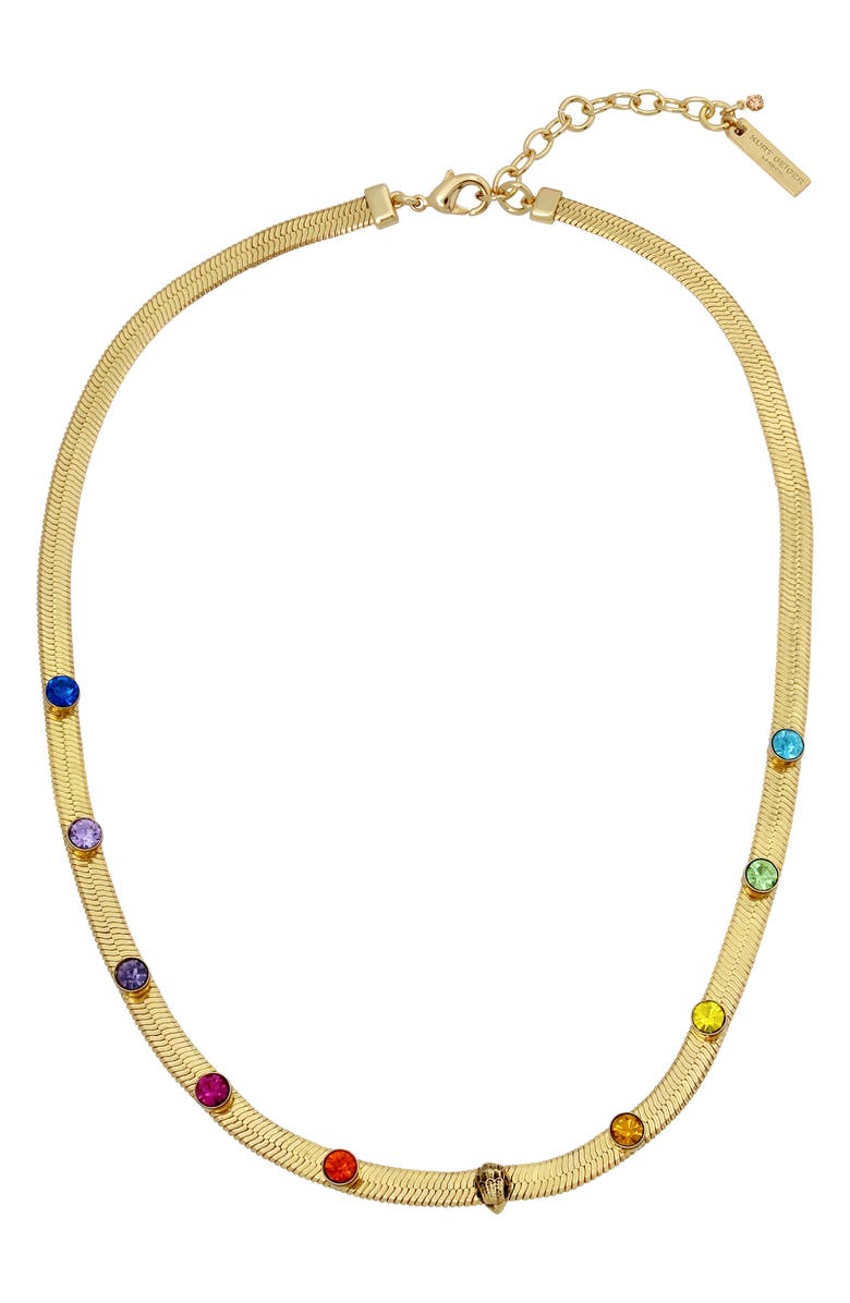 Kurt Geiger London Crystal Station Snake Chain Necklace, Main, color, 
