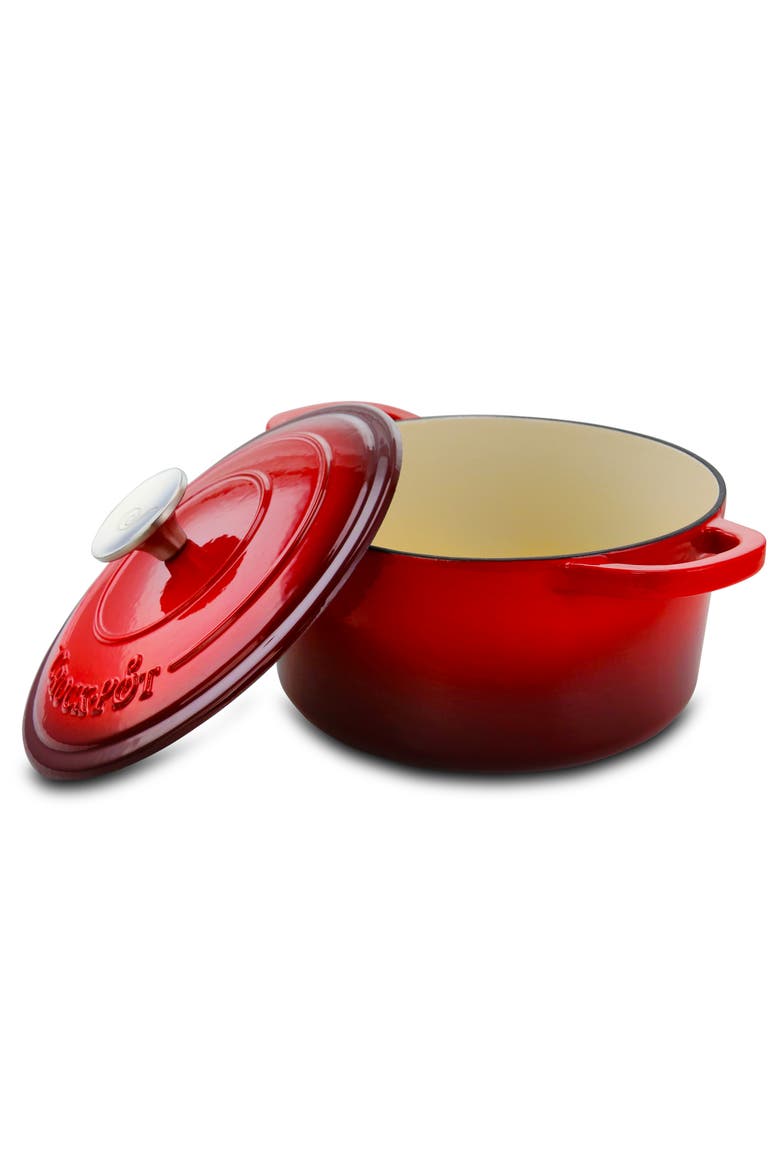 3 Quart Enameled Cast Iron Casserole with Lid, Alternate, color, Red