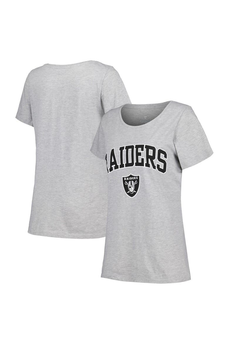 Women's Fanatics Branded Heather Gray Las Vegas Raiders Plus Size Arch Over Logo T-Shirt, Main, color, Heather Gray