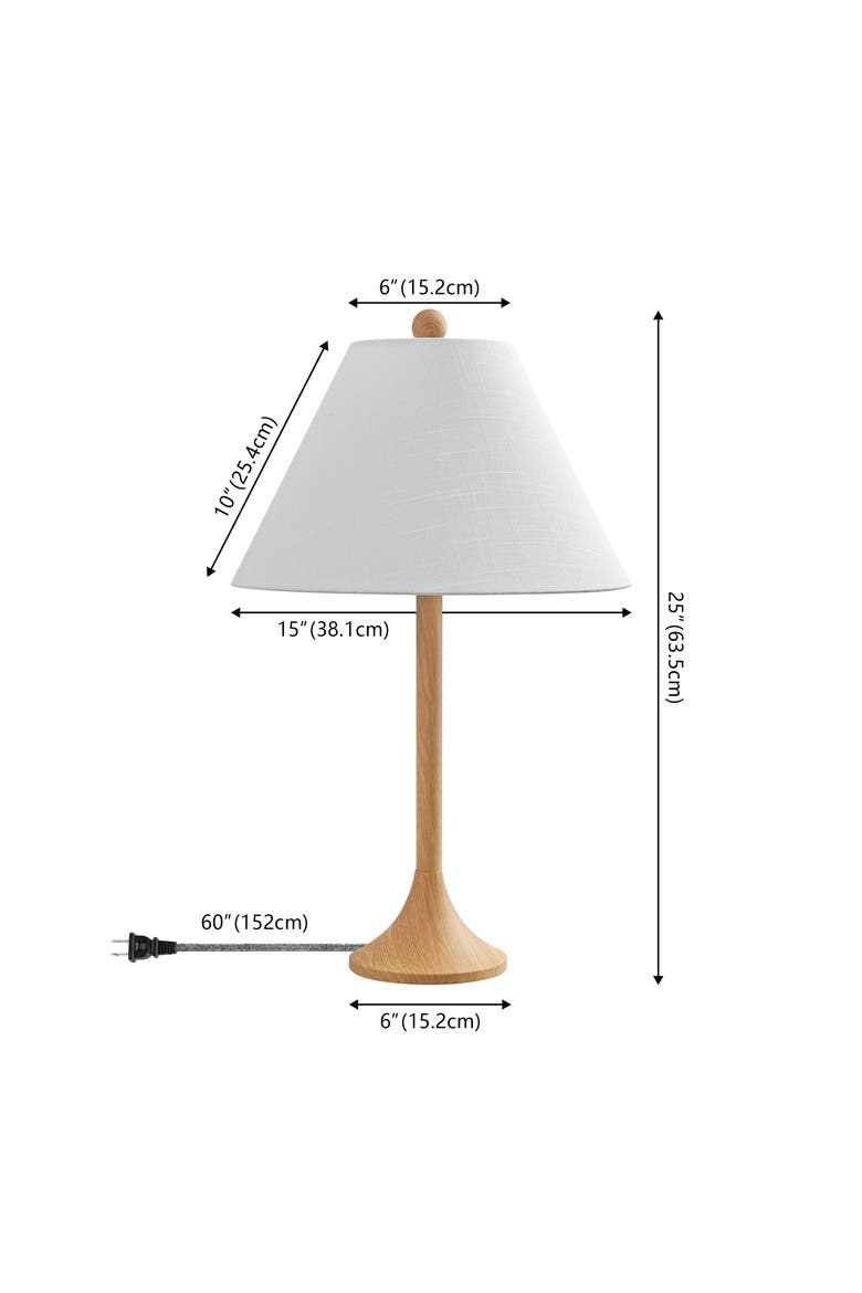 Albie 25" Modern Coastal Iron Column LED Table Lamp, Alternate, color, Brown Wood Finish